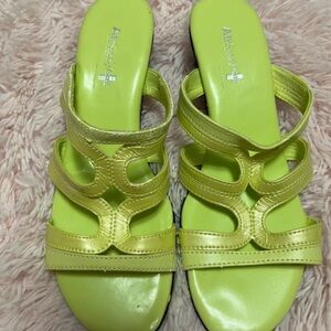Alberto Fermani Lime Green Multi-Strap Slide Mules